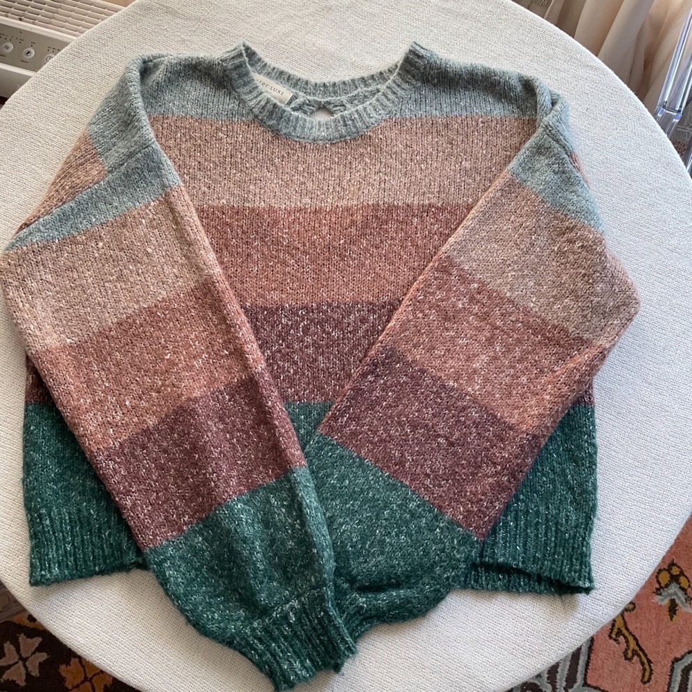 Saltwater Luxe Multicolor JED Stripe‎ Pullover Sweater Women's Cottagecore Large